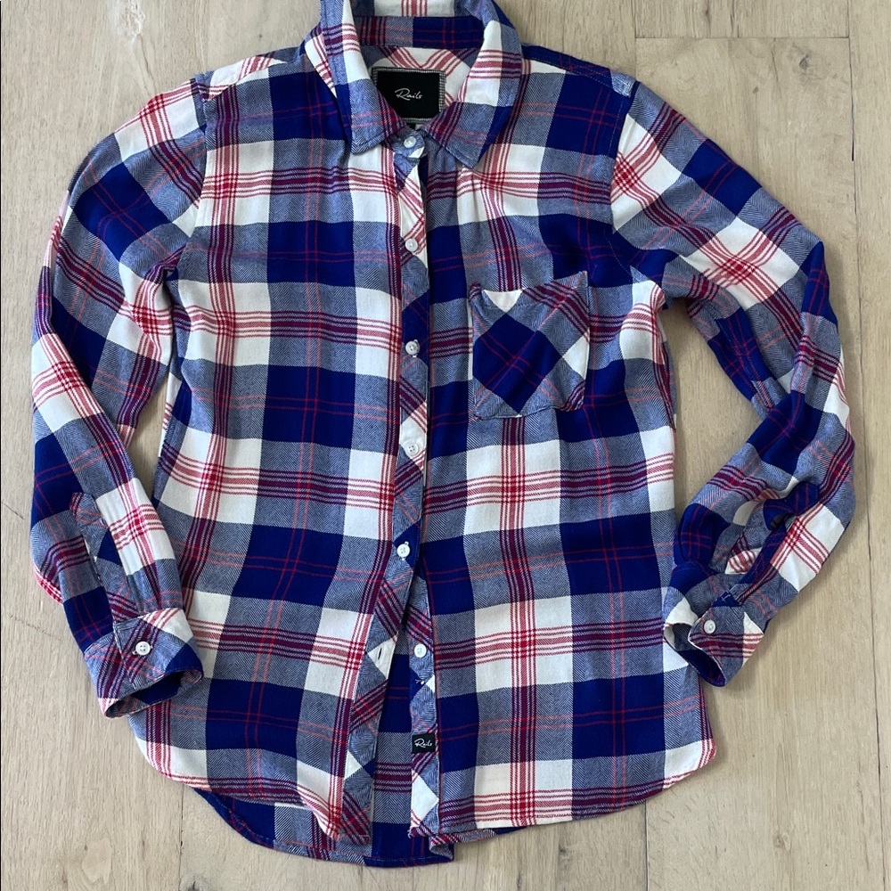 Rails Hunter Red White Blue Preppy Plaid Button Down Size XS